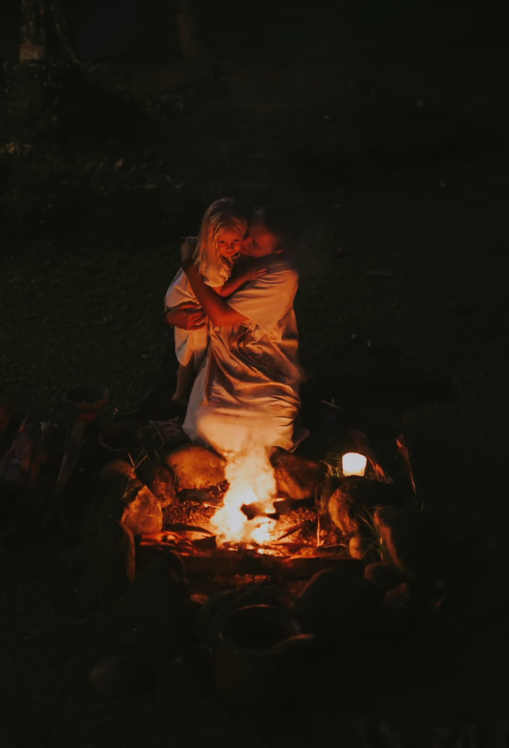 Women's circle by the fire